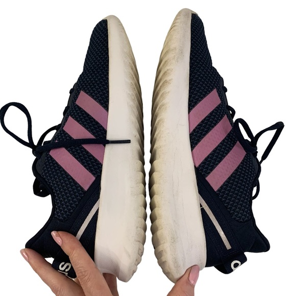 Adidas Racer 2.0 Sneakers Navy Blue Lilac Pink Stripes Women’s 7 / Youth 5.5 - Picture 5 of 11